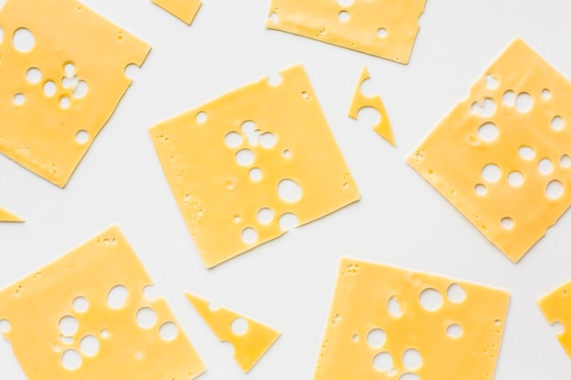 Photo flat lay emmental cheese slices