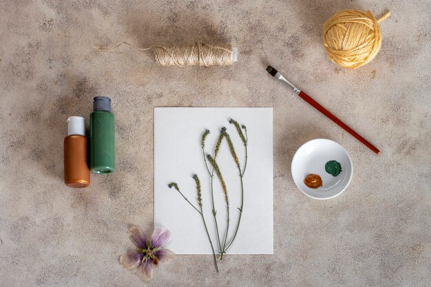 flat lay flower press technique still life