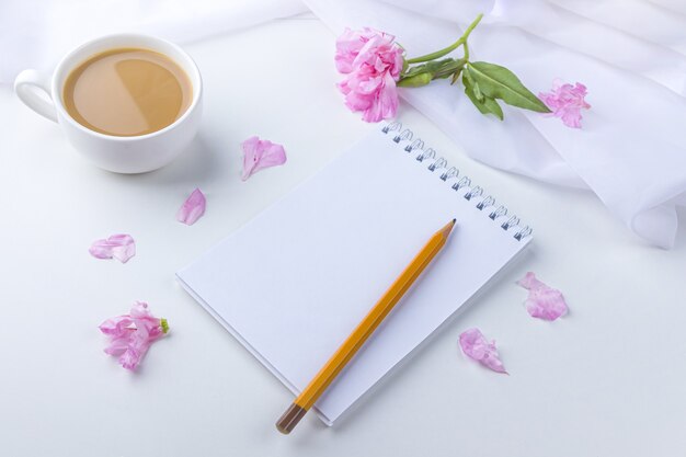 Flat lay flowers romantic still life