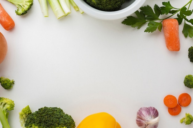 Photo flat lay frame of vegetables