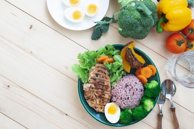 Flat lay of healthy and beauty menu for woman