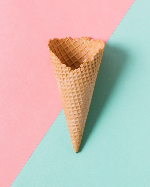 Flat lay ice cream cone