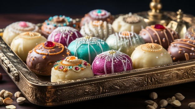 Flat Lay of Indian Desserts Minimalist Arrangement