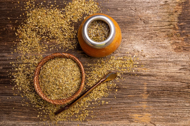 Photo flat lay of mate tea