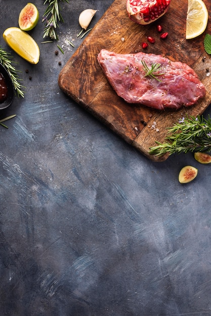 Photo flat lay of meat concept with copy space