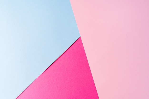 Flat lay Minimal creative paper background of Pink and blue colors, with geometric shape.