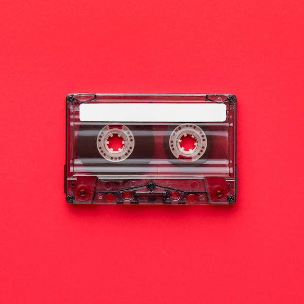 Photo flat lay minimalist vintage cassette tape