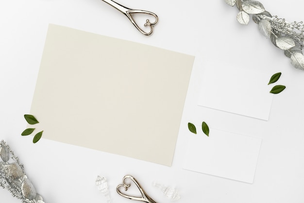 Flat lay mock-up wedding cards