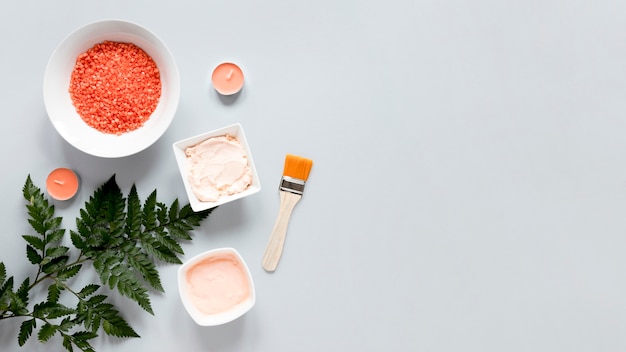 flat lay of natural cosmetics concept
