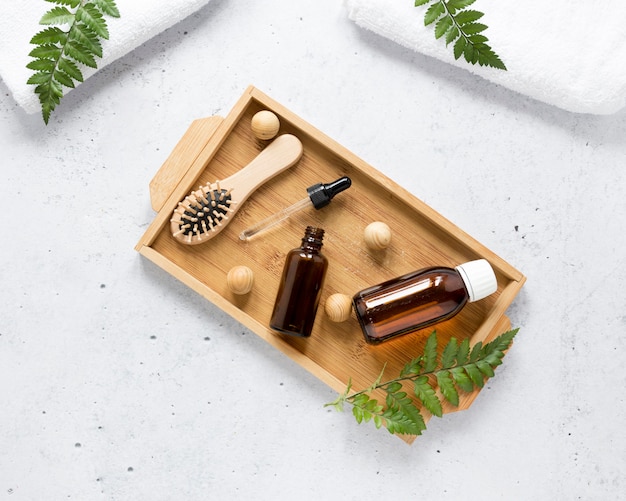 flat lay of natural cosmetics concept