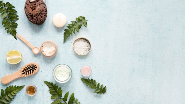 flat lay of natural cosmetics concept