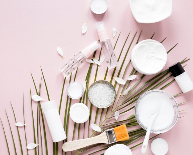 Flat lay of natural cosmetics concept