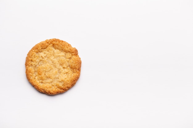 Flat lay of oatmeal cookies isolated