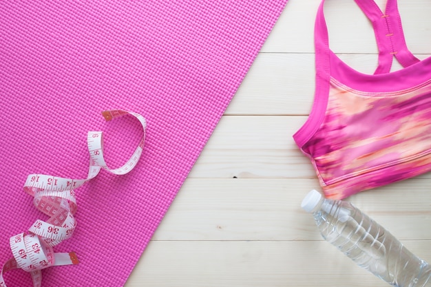 Flat lay, Overhead shot of Healthy and Sport concept