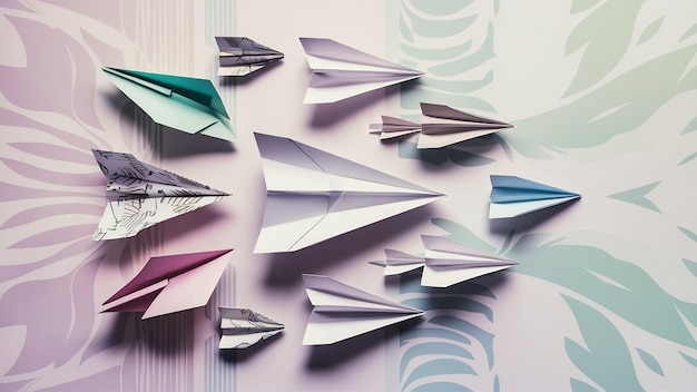 Flat lay paper airplanes