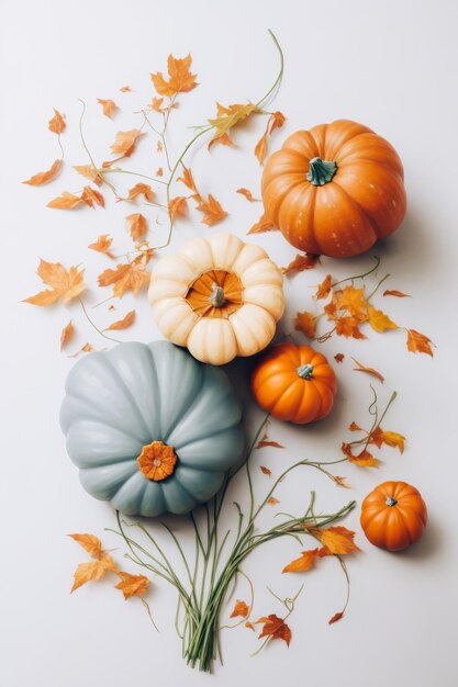 Flat lay of pumpkin bouquet