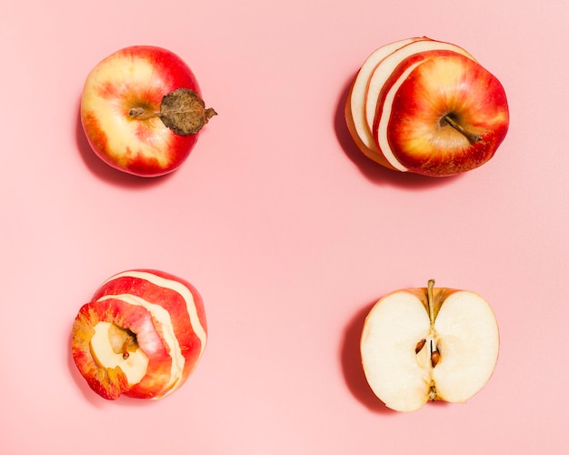 Photo flat lay red apples arrangement