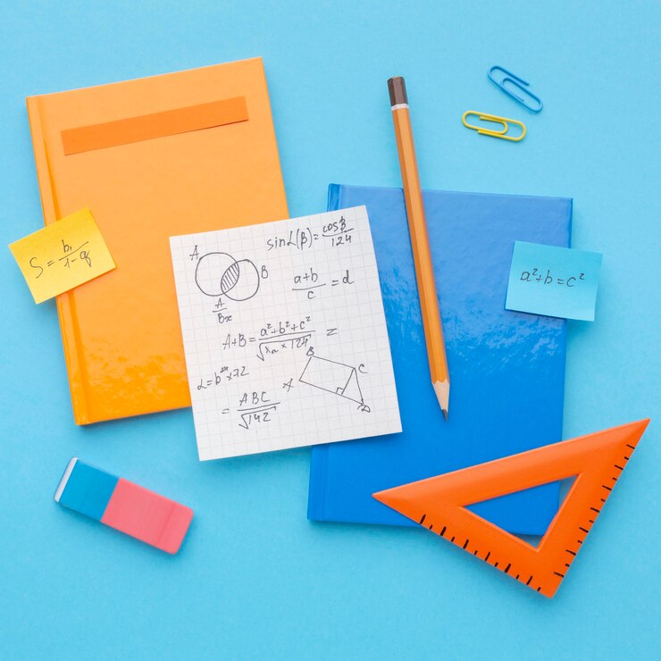 Photo flat lay school supplies composition