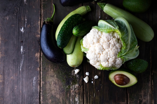 Flat lay series of assorted green vegetables