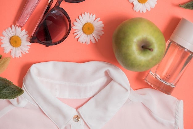 Flat Lay Shot Of Female Holiday Clothing And Accessories