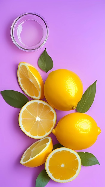 Flat lay shot of lemons and sliced lemon