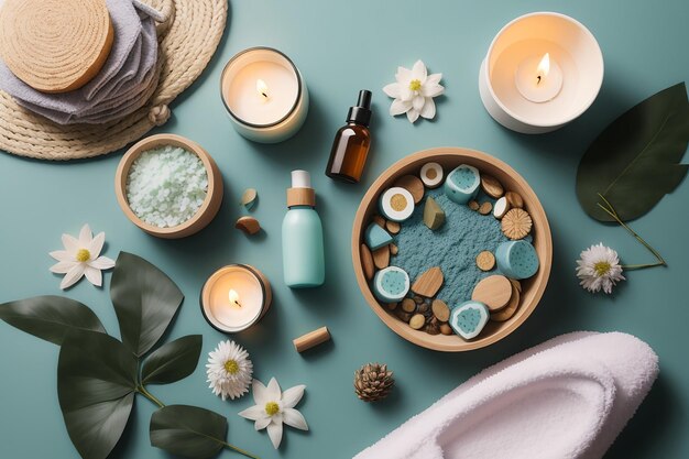 Flat lay of spa concept mockup