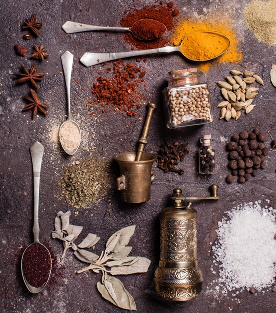 Flat lay spices