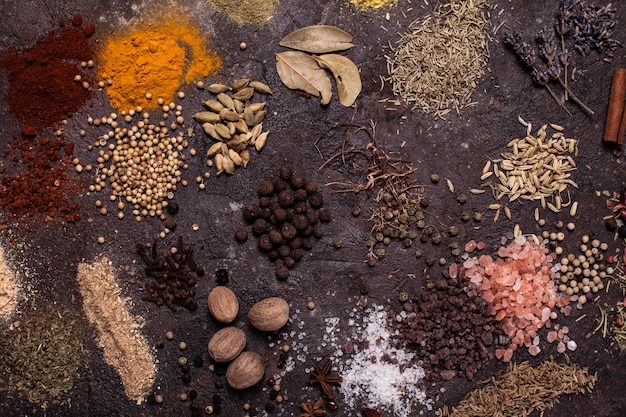 Flat lay spices