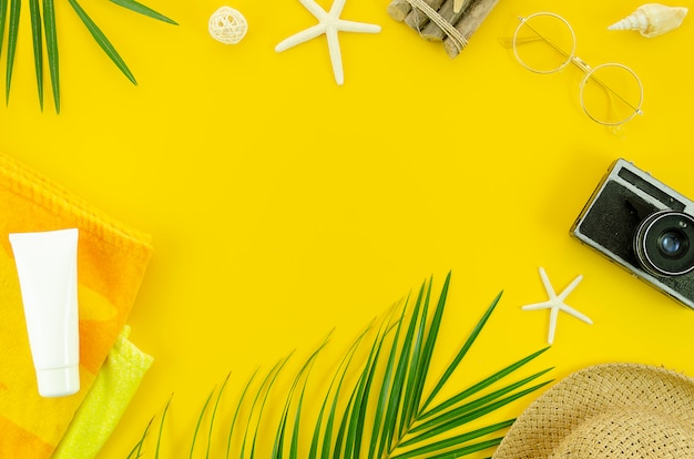 Photo flat lay summer background.