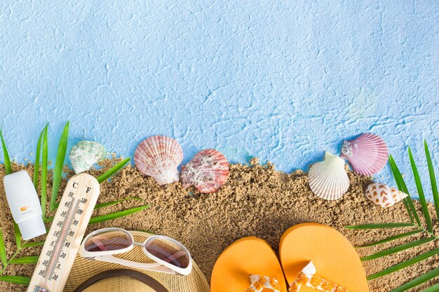 flat lay summer beach