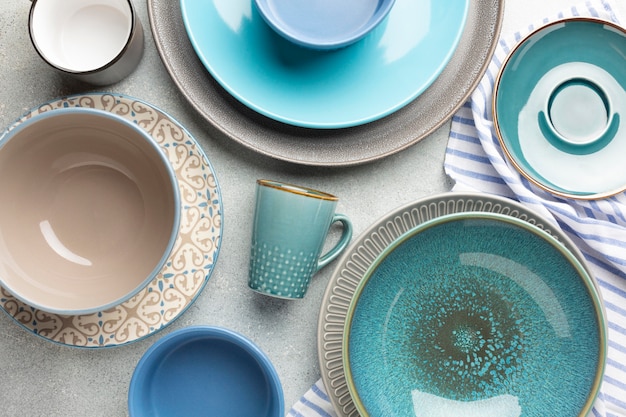 Photo flat lay tableware collection