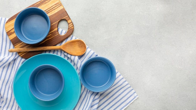 Flat lay tableware collection