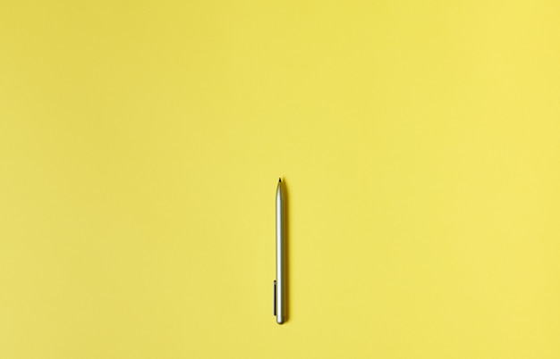 Photo flat lay. top view of a grey pen isolated.