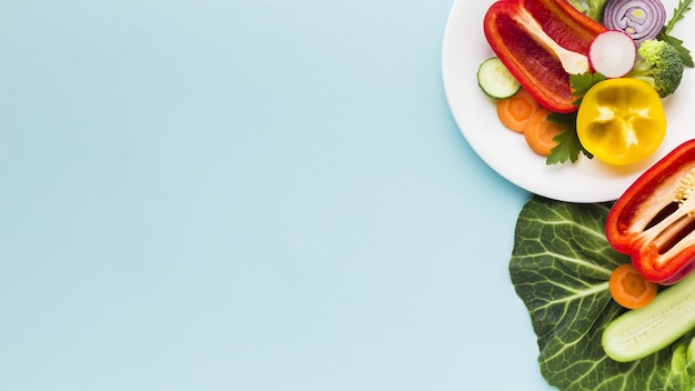 Photo flat lay of vegetables concept with copy space