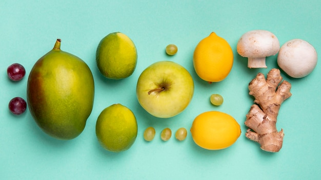 flat lay vegetables and fruits