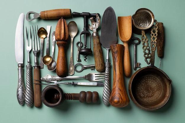 Photo flat lay vintage objects still life