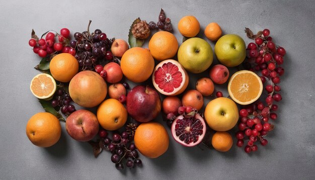 Flat lay viw of winter fruit compilation