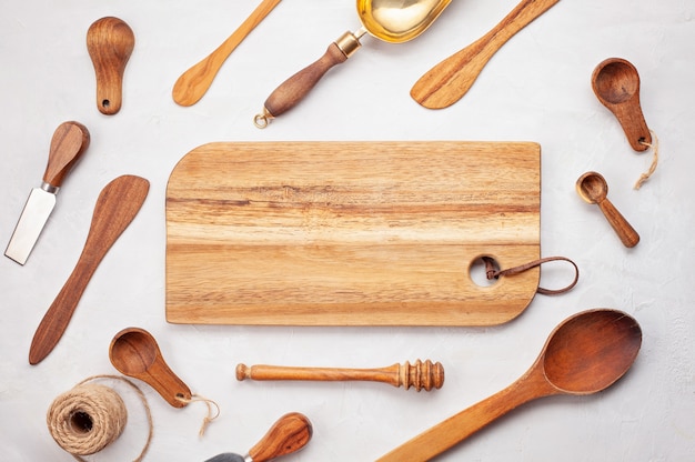 Flat lay with kitchen utensils 