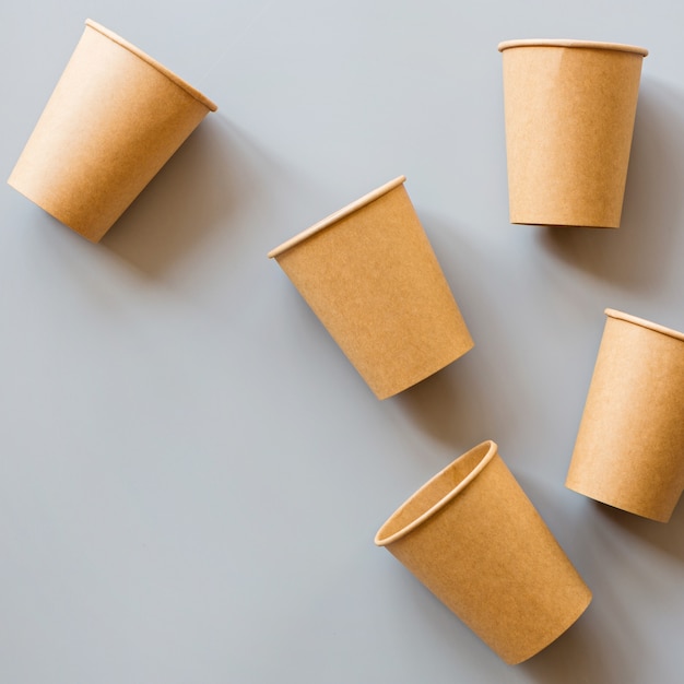 Flat lay with paper cups