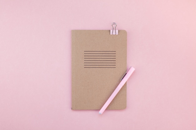 Flat lay of woman workspace desk