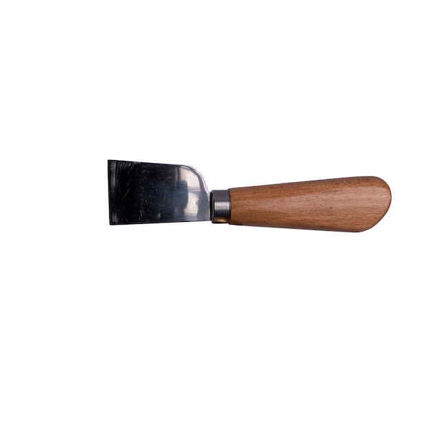 Flat Leather Knife with brown handle isolated