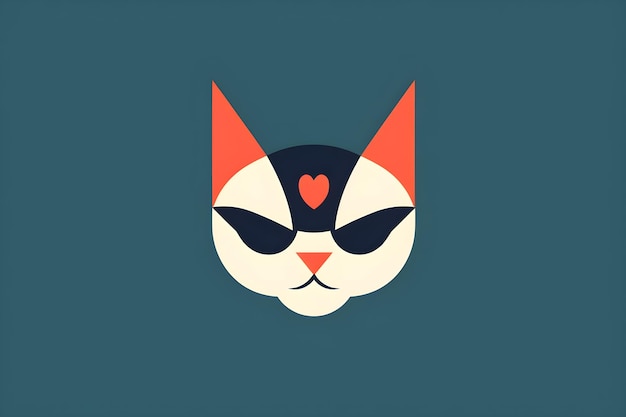 フラット ロゴ猫頭最小限ベクトル イラスト デザイン生成 ai