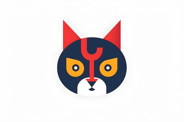 Flat logo cat head minimal vector illustration design generated ai