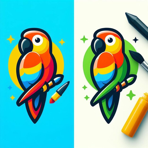 Photo flat logo parrot design