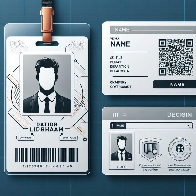 Photo flat man driver license plastic card template id card illustration