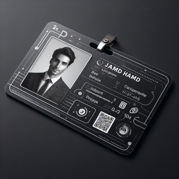 Photo flat man driver license plastic card template id card illustration