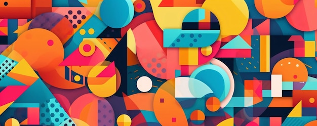 평평한 재료 디자인 크리에이티브 터 트렌드 다채로운 기하학적 모양으로 원활한 패턴