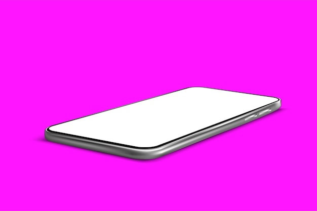 Плоский мобильный телефон на фиолетовом фоне