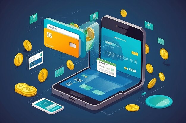 Photo a flat modern illustration of mobile banking