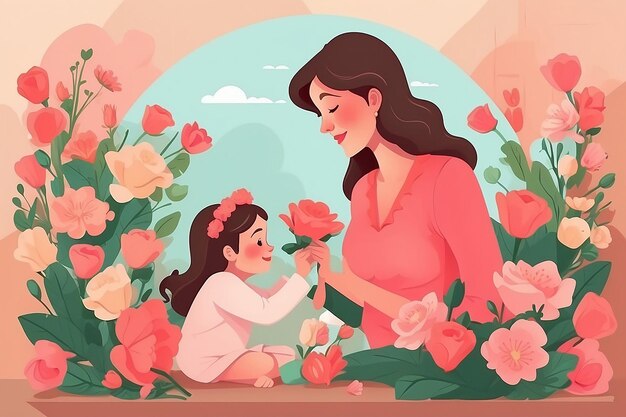 Flat mothers day illustration